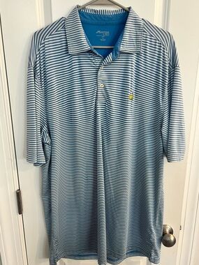 Masters Light Blue & White Striped Polo Shirt